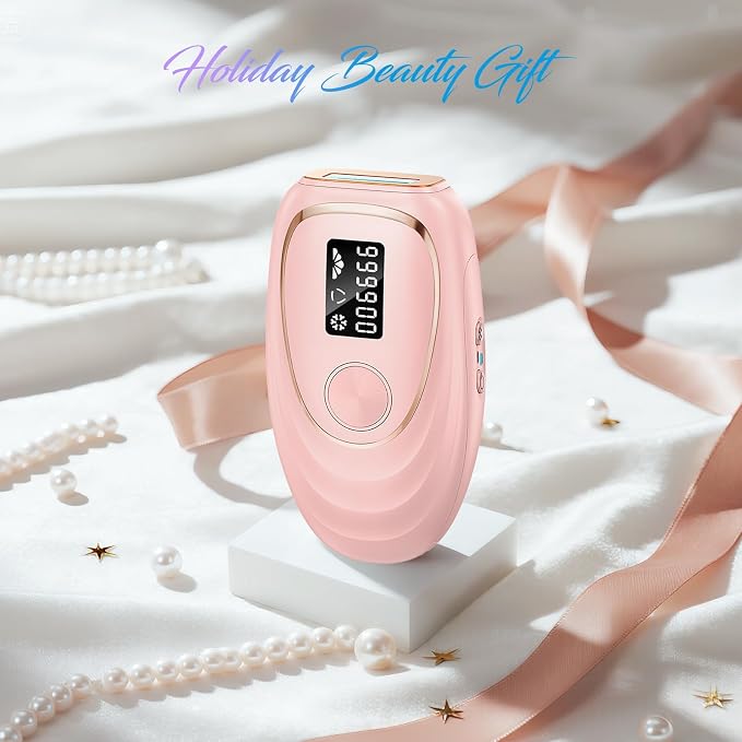 IPL Laser Hair Removal Device for Women & Men - Home 45°F Ice-Cooling Contact for Painless & Long-Lasting Results, 86% Hair Reduction in 3 Weeks for Full Body & Bikini Line, Hot Pink