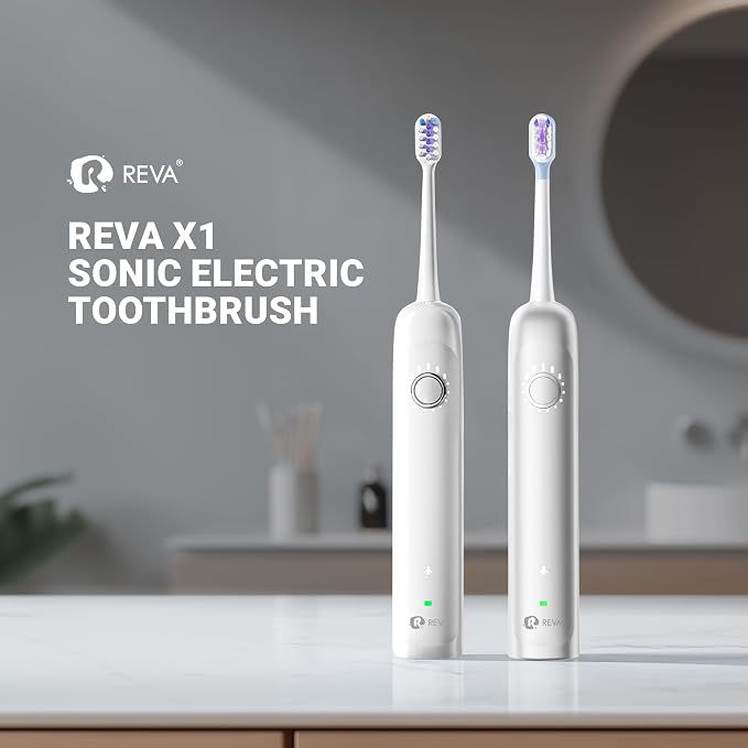 X1 Sonic Electric Toothbrush for Adults - Sweeping & Vibrating, Rechargeable, 4 Brush Heads, 5 Cleaning Modes, 60-Day Battery Life & IPX7 Waterproof Design (Silver)