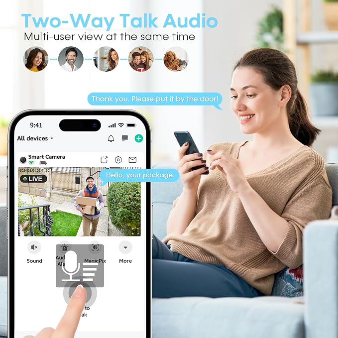 AMTIFO Security Cameras Wireless Outdoor Magnetic - 4-Pack Install-Free Indoor Smart 2K WiFi - Long Battery Life Powered Wireless Security Camera with AI Motion Detection