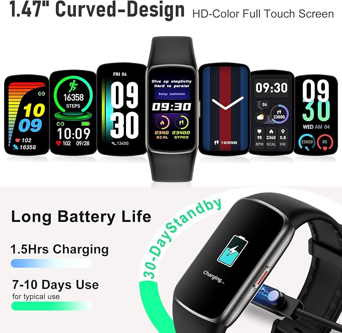 Zeacool Fitness Tracker with 24/7 Heart Rate, Blood Oxygen Sleep Monitor, 123 Sports Modes Calories Smart Watch,IP68 Waterproof Step Counter Activity Trackers Health Pedometer for Women Men