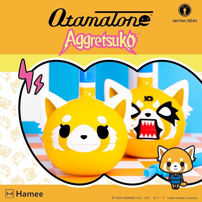 Otamatone Classic Aggretsuko Happy Sweet [Officially Licensed Sanrio] Japanese Character Electronic Musical Instrument Portable Synthesizer from Japan Maywa Denki for Children Kids and Adults Gift