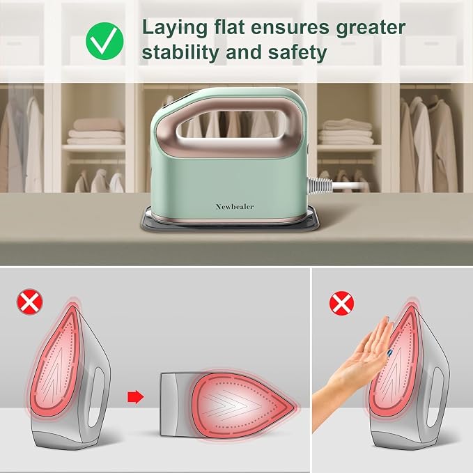 Newbealer Smart Steam Iron 1200W Turbocharged Steam 120V (Mint-Green) | Mini Heat Press, Pro-Grade 3 Steam & 3 Dry Heat Modes, 45s Heat-Up, Auto-Off, Nonstick Ceramic Soleplate, for Home/RV/Hotel