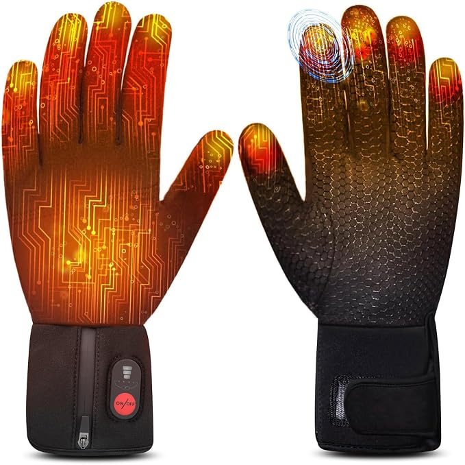 Heated Glove Liners for Men & Women, Thin Flexible Rechargeable Electric Gloves with Long-Lasting Battery for Typing