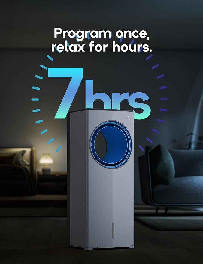 Windowless Portable Air Conditioner, 26.1" Small Evaporative Air Cooler for Room No Window, 3-Speed Settings, 4 Modes, 7H Timer, Remote Control, 4 Ice Packs, Quiet AC Unit for Bedroom, Jet