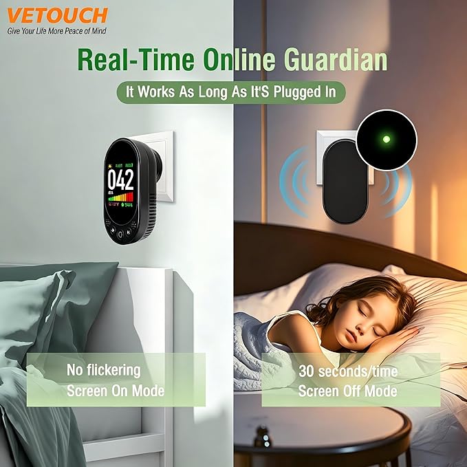 Plug-in Noise Meter Digital Sound Level, 3 in 1 Decibel Meter with Temp Humidity, 30-130dB Portable SPL, AC Powered, Data Hold, Max Min, Fast/Slow, 1.83" LCD, Meter for Home RV