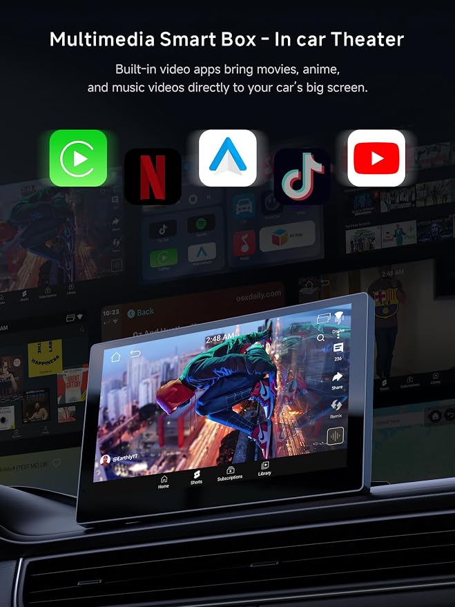 Magic AI Box Wireless CarPlay & Android Auto Adapter, Car Video Box for OEM Wired CP/AA, Dual WiFi & Bluetooth IoT Hub, Supports for Netflix/YouTube/TF Card