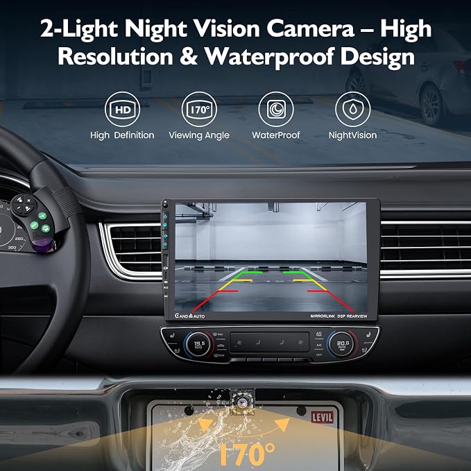 9" Single DIN Car Stereo with Wireless Apple CarPlay and Android Auto,UHD Car Radio IPS Touchscreen,1080P Back Camera,Mirror Link, Voice Control, Bluetooth 5.3,GPS,AM&FM,Type-C (9016-with Camera)