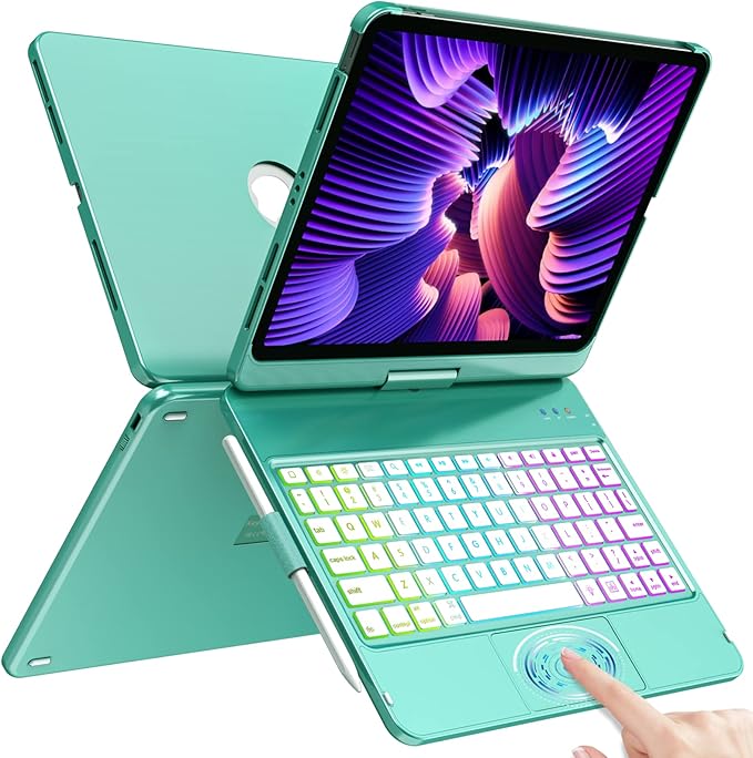 Keyboard Case for iPad Pro 11 inch， Case with Keyboard for iPad Air 5th 4th Generation - Touch Trackpad -10 Color Backlight -360° Protective with Pencil Holder for iPad Pro 11 inch 3rd /2nd/1st Gen