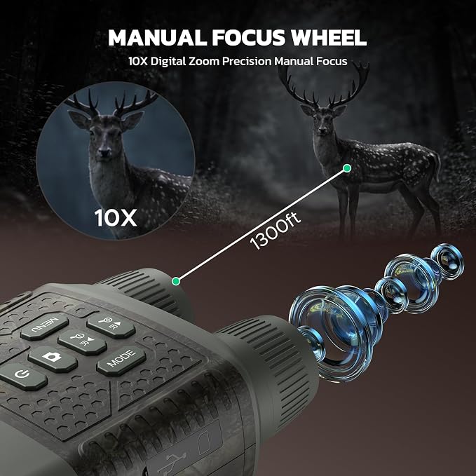 4K Night Vision Goggles, Night Vision Binoculars with 3″ Screen, 10X Digital Zoom, Infrared Binoculars, 5000mAh Rechargeable Battery, 32GB Card Included Tech Gadgets Telescope, Gifts for Men