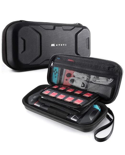 Mumba Switch Carrying Case for Nintendo Switch OLED & Nintendo Switch 2017, [Plus Version][Fits Protective Cases] Protective Hard Shell Travel Carry handbag Pouch for Blade/Battle/Rugged Case(Black)