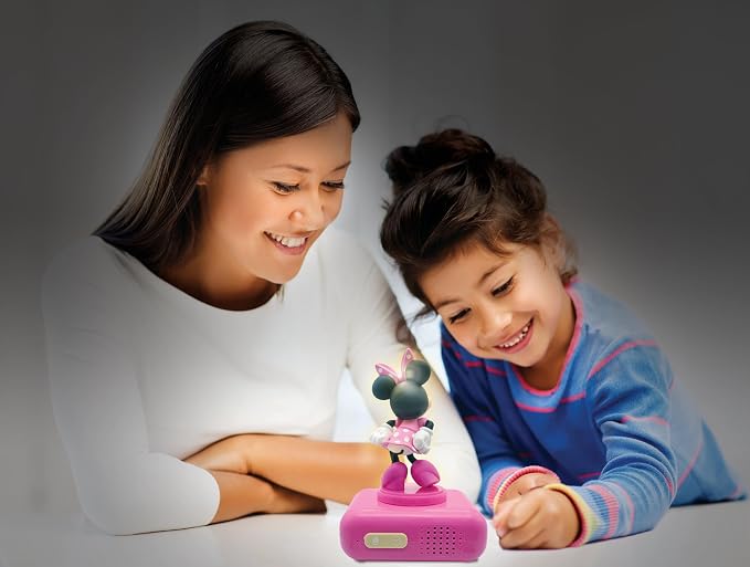 Lexibook, Disney, Minnie Nightlight Alarm Clock, Sounds and Melodies, LCD Backlit Screen, Luminous, Snooze, Pink, M