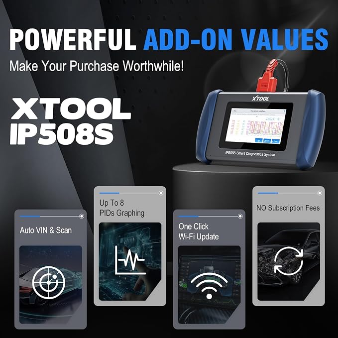 OBD2 Scanner Diagnostic Tool XTOOL IP508S: Code Reader for Cars & Trucks with 15 Resets, Crank Sensor Relearn, ABS Bleed, CAN FD for GM, Engine, ABS, SRS, Transmission Car Diagnostic Tool, Android 10