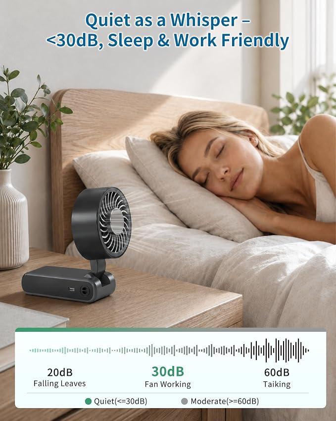 Portable Handheld Fan with Ice Cooling, 100 Speed Rechargeable Mini Desk Fan, Up to 12Hrs Cooling, Powerful Folding Personal Fan for Travel, Camping, Office (Black)