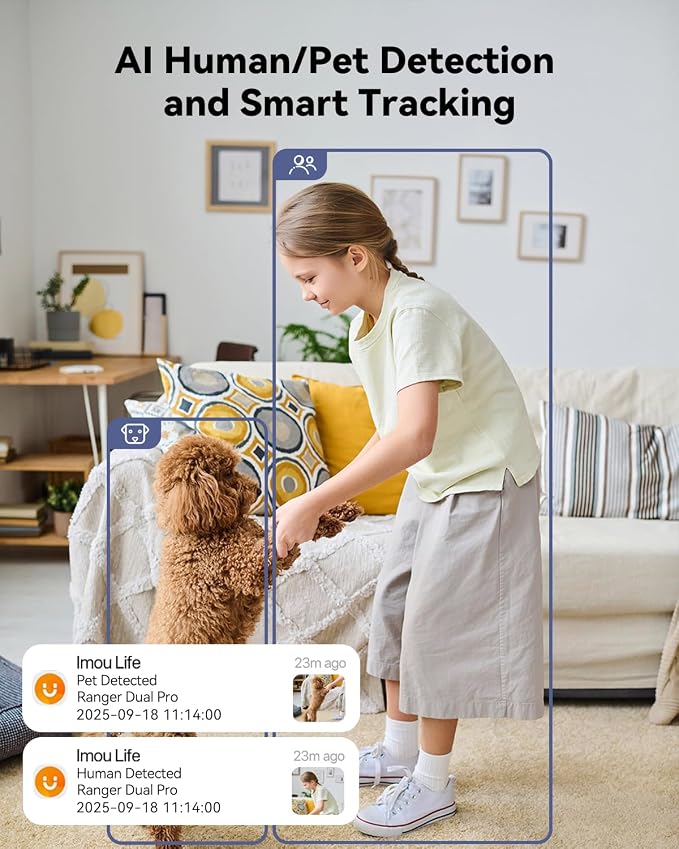 Imou 6MP Indoor Security Camera, Dual-Lens 360° Pan-Tilt Baby Monitor & Pet Camera for Home Security, Color Night Vision, Human/Pet/Sound/Motion Detection, 2.4/5GHz WiFi, No Monthly Fee Required