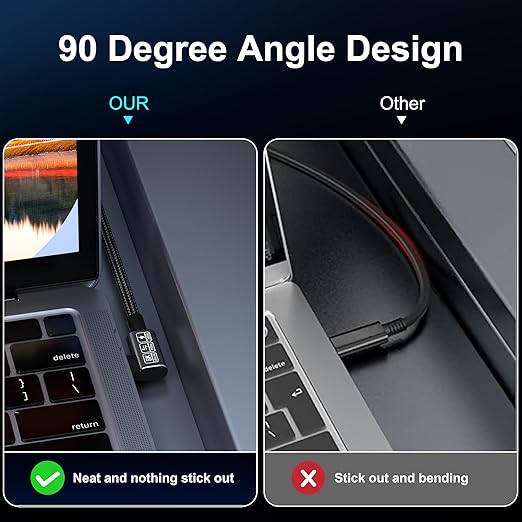 Short USB-C Thunderbolt 4 Cable - 240W Right Angle, 40Gbps Data & 8K Video, Compatible with USB4, Thunderbolt 3 & USB-C