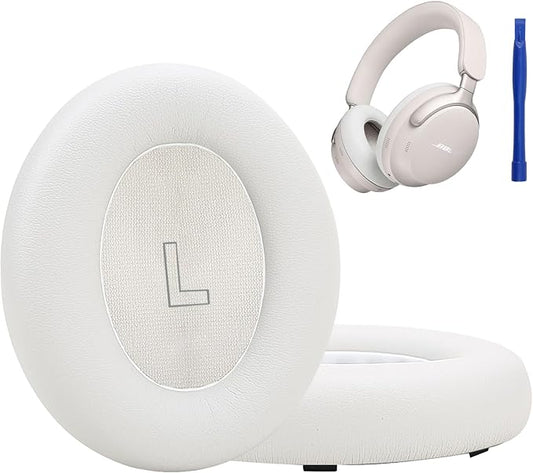 Ear Cushion Pad Compatible with Bose QC Ultra Wireless Headphones, Earpad Replacement with Softer Protein Leather& Noise Isolation Foam (White Smoke)