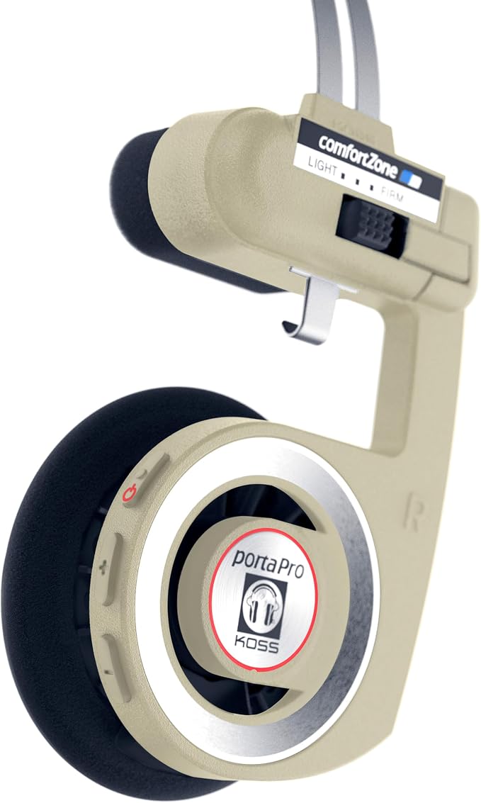 Koss Porta Pro Wireless 2.0 Bluetooth Retro Style, On-Ear Headphones, 20+ Hour Battery, USB-C Charging, Microphone, Analog Audio Pass Through, Rhythm Beige