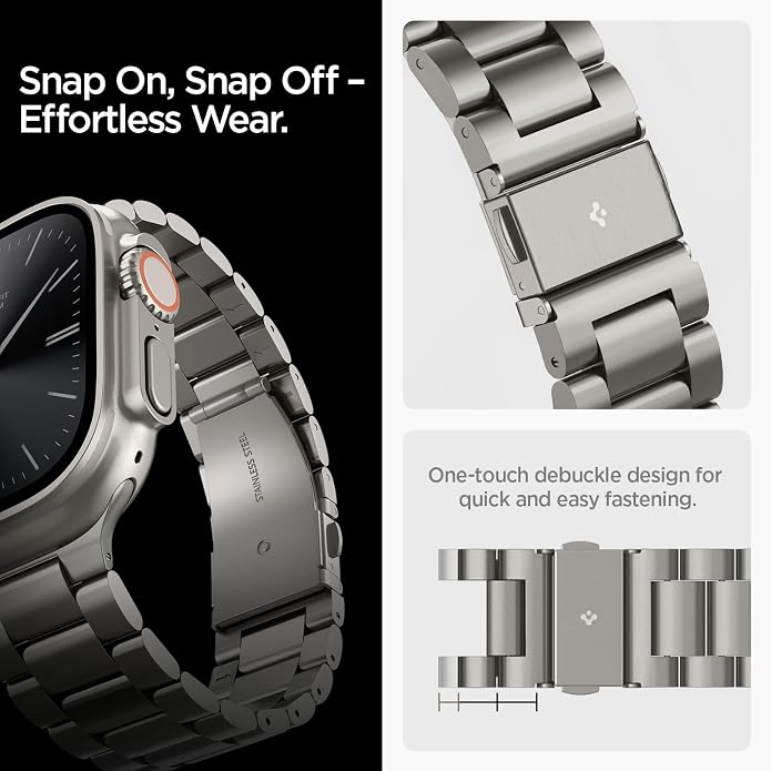Spigen for Apple Watch Band, Modern Fit Compatile with Ultra 3/2/1 49mm, Series 11/10 46mm, 9/8/7 45mm, SE3/SE2/SE/6/5/4 44mm, 3/2/1 42mm Premium Business Wristband Strap