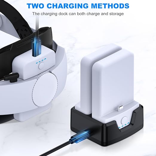 15000 mAh Rechargeable Battery Pack and Charging Dock, for Meta Quest 3/Quest 2 Accessories Kawaye Head Strap, Lightweight and Portable Battery Balance Head Pressure and Extend 7-8Hours Playtime