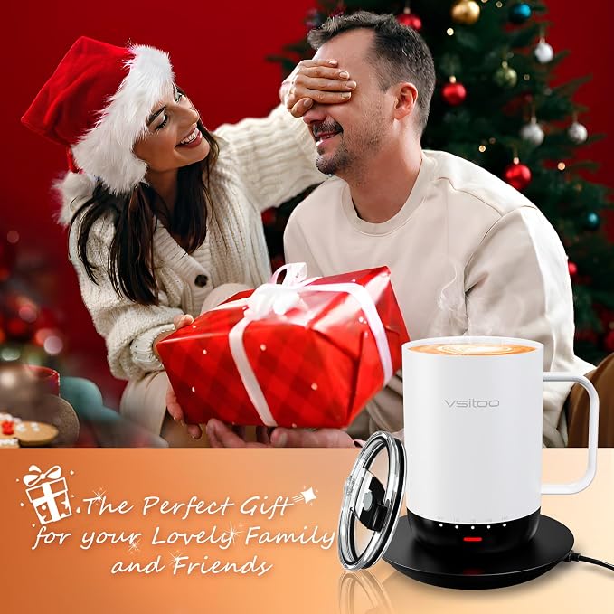 Vsitoo S3 Pro 16oz Smart Self Heating Coffee Mug, Heated Coffee Mug with AI Auto-Sensing Temperature Control, 120-150℉ Rechargeable Smart Mug Warmer, IPX7 Waterproof, Gift for Men Women, White