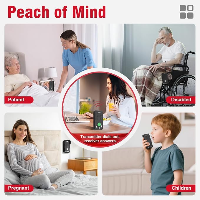 CallToU Full Duplex Intercoms Wireless for Home for Seniors & Caregivers - 500FT Long Range, No Monthly Fee, Waterproof, Easy Install