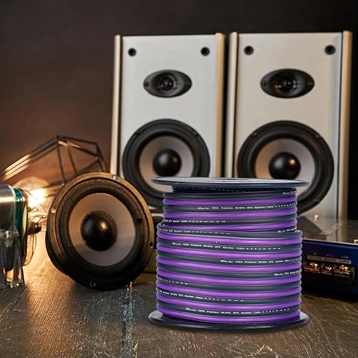 Sinus Live 16AWG OFC(Oxygen Free Copper) Speaker Wire Great use for Home Theater Speakers and Car Speakers, Purple and Black (50FT OFC)