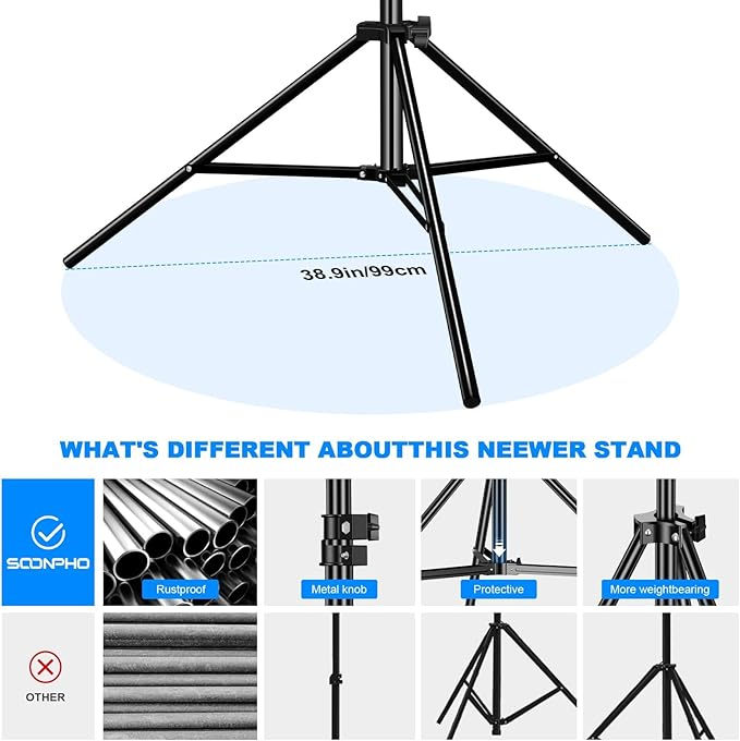 2pack Heavy Duty Light Stand 9.2ft / 110" Aluminum Spring Cushioned Tripod Lighting Stands Max Loading:10KG Adjustable 94cm-280cm with Carry Bag for Photography Softboxes Umbrella Studio Shooting