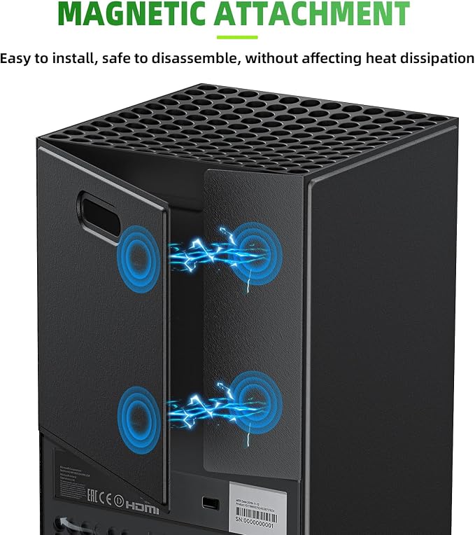WOLIBEAR Magnetic Smart Wraps for Xbox Series X Console, Full Protection Protective Cover Case for Xbox Series X Accessories with Premium PU Leather and Soft Inner Lining (Black)