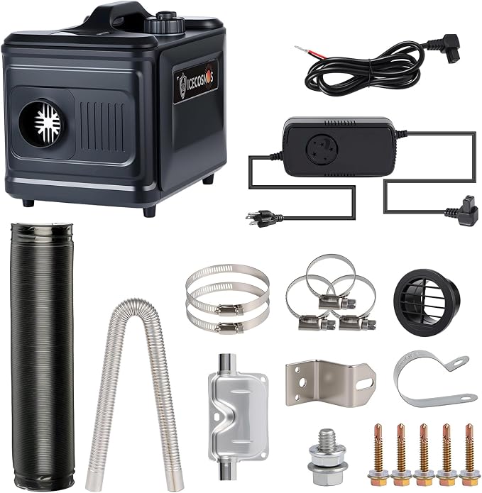 17050 BTU Diesel Heater, 12-24V Wide DC Voltage Range 115V AC Adaptor Parking Heater with LCD Remote Control, Fast Quiet Heating for Camping, Garage, Tent, Boat, RVs (VH08 STD)
