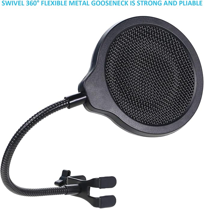 SoloCast Microphone Pop Filter Mask Shield For HyperX SoloCast Mic, 4 Inch 3 Layers Windscreen with Flexible 360°Gooseneck Clip by SUNMON