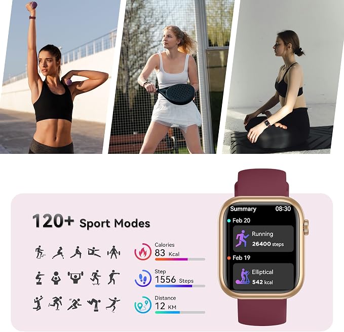 Smart Watch for Men Women(Answer/Make Call), 1.83" Fitness Watch with Heart Rate/Blood Pressure/Blood Oxygen, Pedometer, Sleep Tracker,120+ Sport Modes, IP68 Waterproof Fitness Tracker for Android iOS