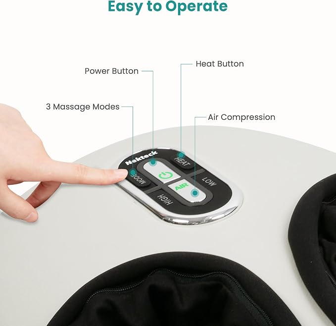 Nekteck Shiatsu Foot Massager with Heat for Neuropathy Plantar Fasciitis, 2026 Upgraded Air Compression Feet Massage Machine, Relaxation Gifts for Men Women Mom Dad Birthday, US 11 Size