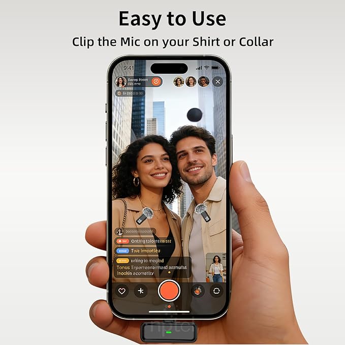 NPTCL Wireless Lavalier Microphone for iPhone Android Phone - USB Type C Mini Microphone with 24H Charging Case Noise Reduction for Video Recording Vlog YouTube TikTok