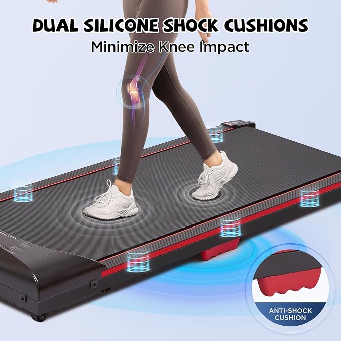 Walking Pad, Under Desk Treadmill 2.8HP Walking Pad Treadmill Under Desk No Installation Required with Cell Phone Holder LED Display Maximum Load 300LB Suitable for Home Treadmill in Small Space