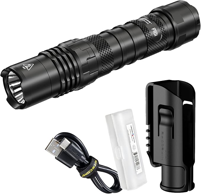 Nitecore P10i 1800 Lumen USB-C Rechargeable Tactical Flashlight, Strobe Ready with LumenTac Organizer