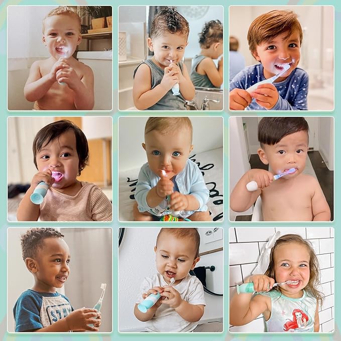 Papablic Toddler Sonic Electric Toothbrush for Aged 2-4 with 4 Replacement