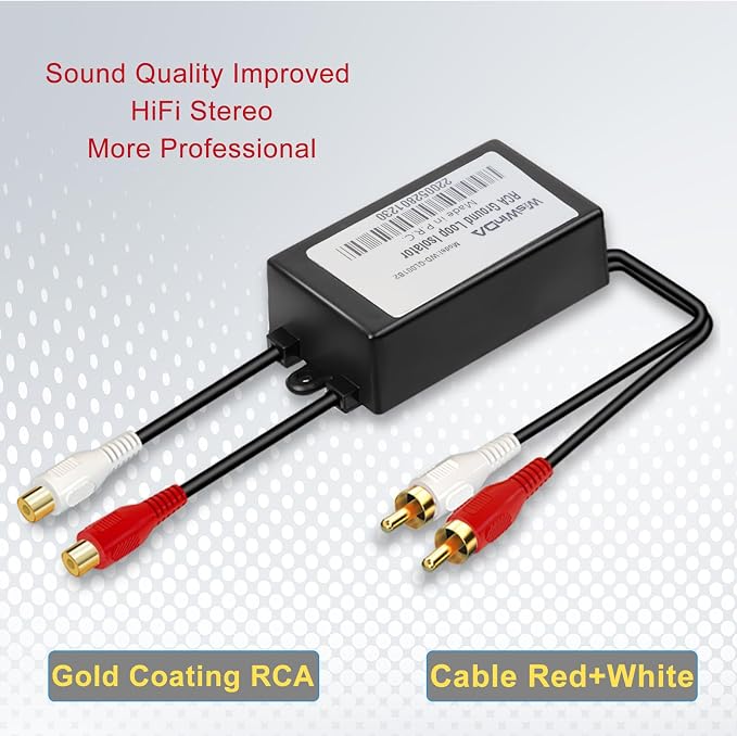 RCA Noise Filter Hum Eliminator Ground Loop Isolator (No Affect Bass) Quality Isolator for HiFi Stereo Home Theater Car Audio Player (Black)