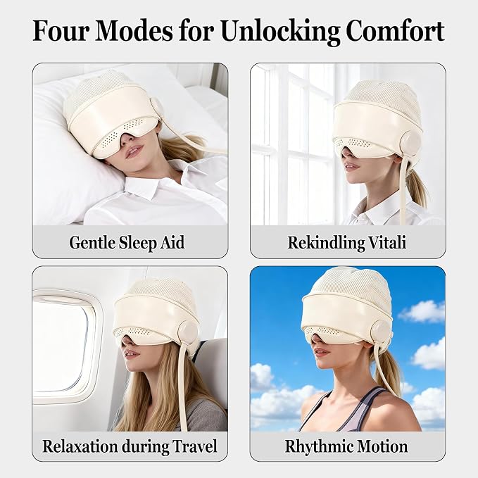Head Massager with Heat,Head Massager for Headaches,Electric Rechargeable Head and Eye Massage Tool,6 Airbag Massage Zones,3 Heat Levels,4 Massage Modes
