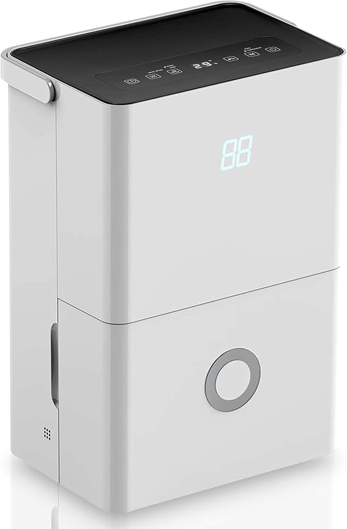 SereneLife 50-Pint Electric Home Compact Dehumidifier - 3000 Square Feet Quiet Electric Dehumidifiers For Home Closet Basement w/ 4L Water Tank Capacity, Removes Moisture - SereneLife SLDEHU50, White