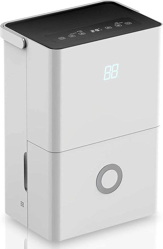 SereneLife 50-Pint Electric Home Compact Dehumidifier - 3000 Square Feet Quiet Electric Dehumidifiers For Home Closet Basement w/ 4L Water Tank Capacity, Removes Moisture - SereneLife SLDEHU50, White