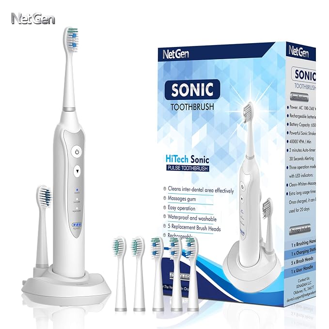 Cordless Water Flosser for Best Cleaning of Teeth Gums Professional Dental Oral Irrigator,Sonic Toothbrush, Electronic Toothbrush with 3 Brushing Modes and Built-in Timer, IPX7 Waterproof, White