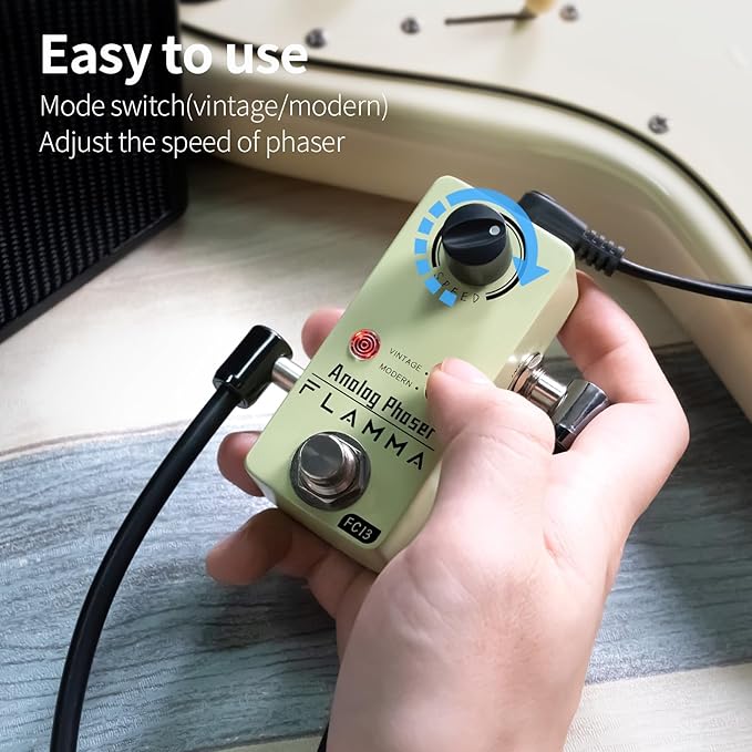 FLAMMA FC13 Phaser Guitar Pedal Analog Phase Effects Mini Pedal with Classic Vintage Modern Modes True Bypass
