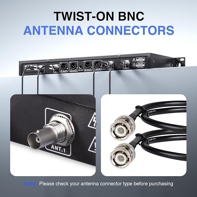 Phenyx Pro BNC Antenna Kit, Four BNC Connecting Cables 50cm/1.6FT for Front-Mounting Antennas, Compatible with Full-Rack Wireless Systems (ANTK-FR4A)