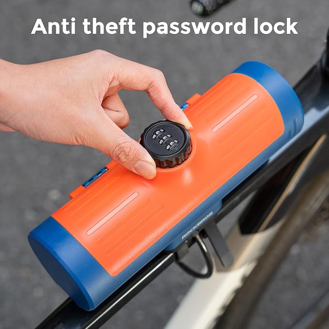 ROCKBROS Secure Bike/Scooter Frame Bag Password Storage Box Plastic Hard Shell Key Anti-Theft Steel Cable/Screws Installation Firm Fixed Equipment, Universal for Gravel MTB Road Racing Cycling