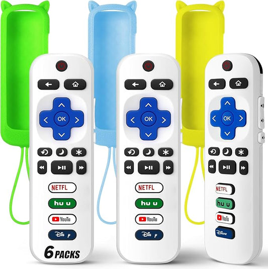 (Pack of 3) Replacement Remote Only for Roku TV with Soft Silicone Protective Cover (Glow in The Dark), Universal Remote for TCL/Onn/Hisense/Sharp/Element/Philips Roku Smart TV (Elegant White)