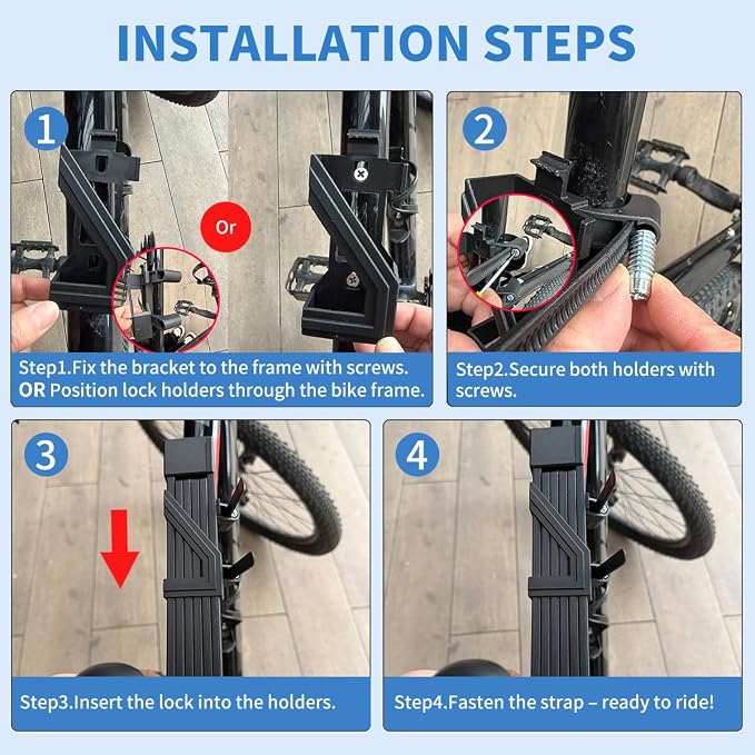 Folding Bike Chain Lock with Key for High Security, Heavy Duty Bicycle Lock with Solid Links for Bike, E-Bike, Scooter and Electric Scooter, Portable and Adjustable Design