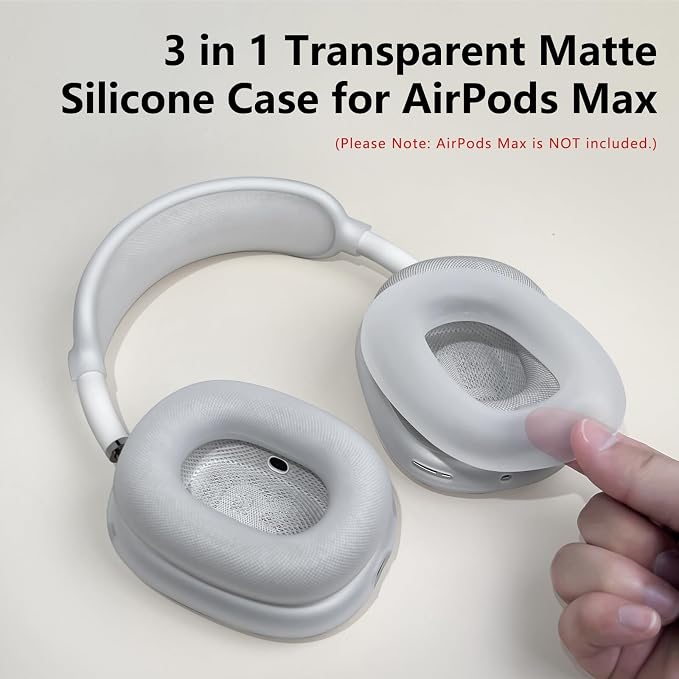 Silicone Case Cover for AirPods Max Headphones, Ear Pad Case Cover/Ear Cups Cover/Headband Cover for AirPods Max 2/1 (2026/2024/2020)(USB-C/Lightning), Accessories for Apple AirPods Max 2, Foggy White