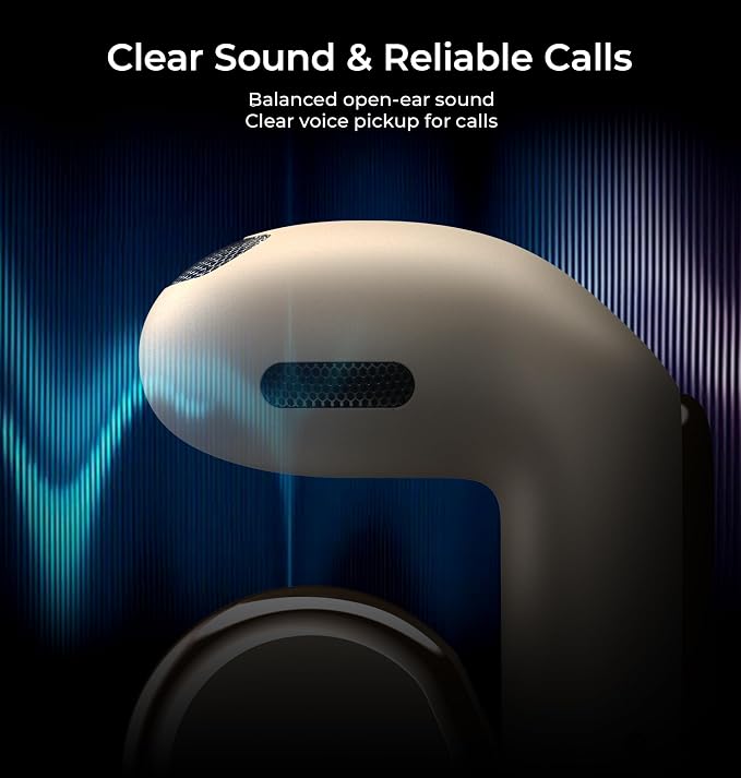 LC-dolida Open-Ear Wireless Earbuds with Smart LED Display Case, Clip On Earbuds All-Day Comfort & Situational Awareness, Case Control for Volume, EQ, Music, Find My Earbuds & Camera, Timer (Cream)