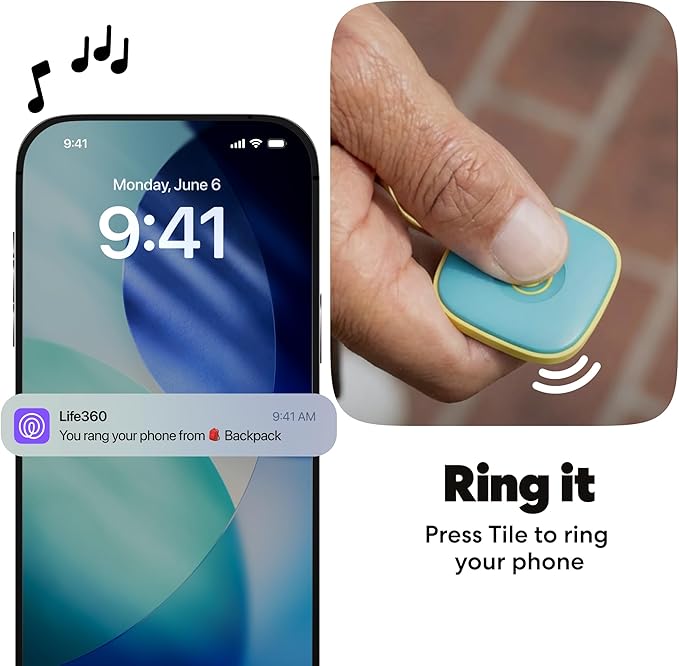 Tile by Life360 Mate Bluetooth Tracker, Keys Finder and Item Locator for Keys, Bags and More. Phone Finder. Both iOS and Android Compatible. 1-Pack (Aqua Lemon)