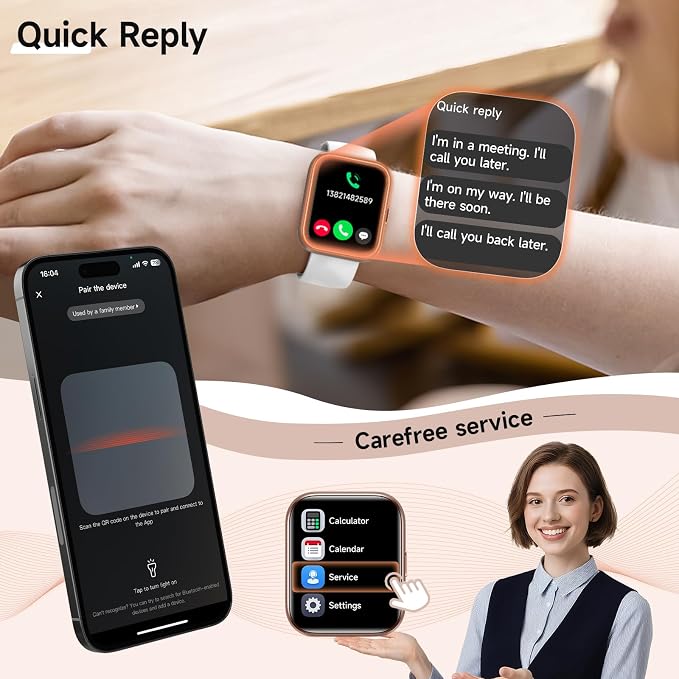 Smart Watches for Women Men, for Android & iPhone, Alexa Built-in, 1.8" Touch Screen Smartwatch with Heart Rate/SpO2/Sleep/Stress Monitor , IP68 Waterproof Fitness Tracker, 101+ Sports Modes, 2 Bands